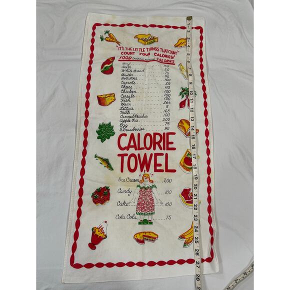 Vintage 50s/60s Calorie Count Tea Towel Kitchen Linen - Picture 3 of 6